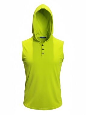 Men’s Sleeveless Hooded Tank - Neon Yellow-Green